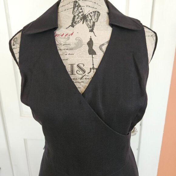 Jones NY Linen Collar Dress S-4 - Picture 6 of 8